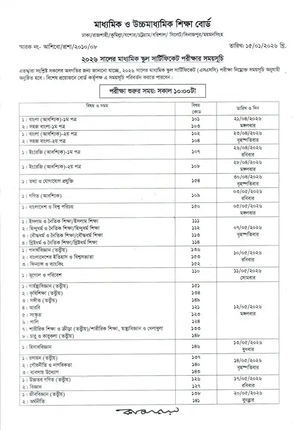 ssc exam routine 2026