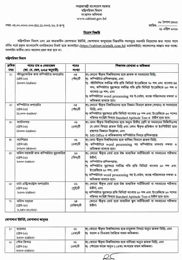 montri porishod niyog biggopti 2026